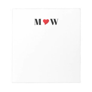 Customize Couple initials A Loves B red heart Notepad