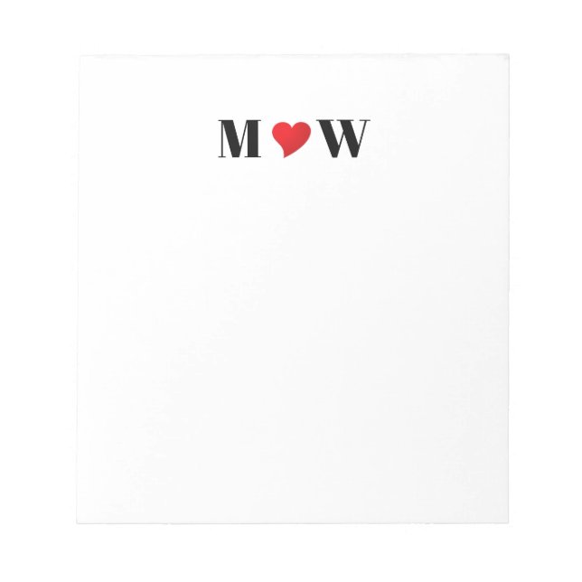 Customize Couple initials A Loves B red heart Notepad (Front)