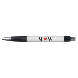 Customize Couple initials A Loves B red heart Pen