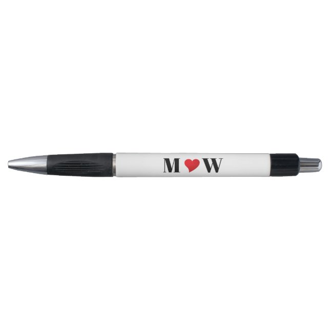Customize Couple initials A Loves B red heart Pen (Front)