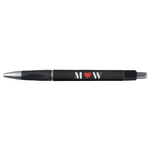 Customize Couple initials A Loves B red heart Pen