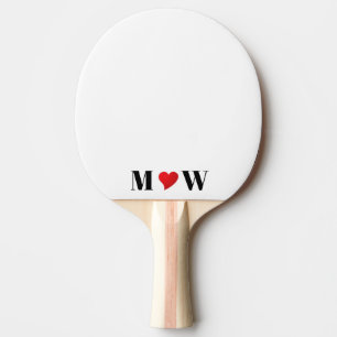 Customize Couple initials A Loves B red heart Ping Pong Paddle