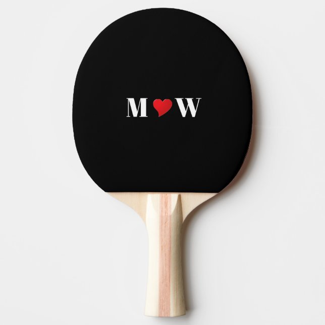 Customize Couple initials A Loves B red heart Ping Pong Paddle (Front)