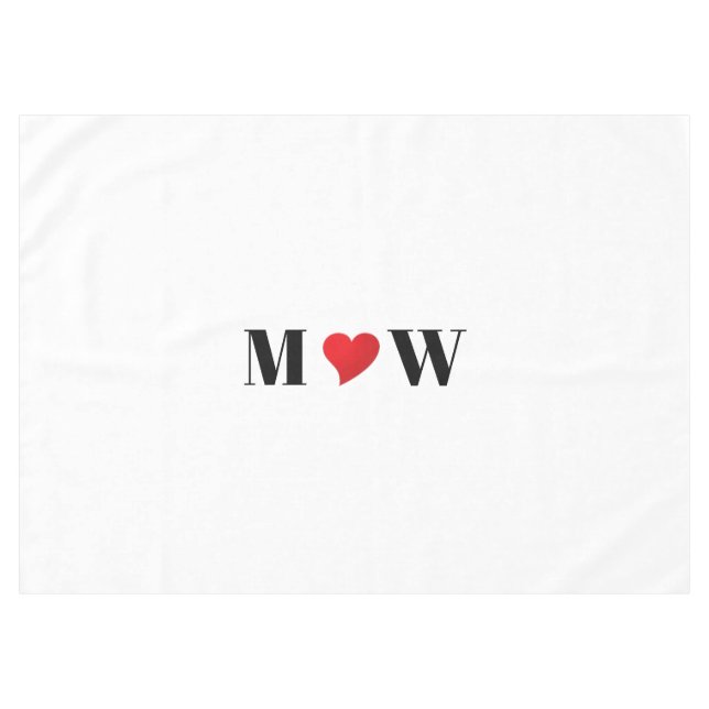 Customize Couple initials A Loves B red heart Tablecloth (Front (Horizontal))