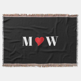 Customize Couple initials A Loves B red heart Throw Blanket