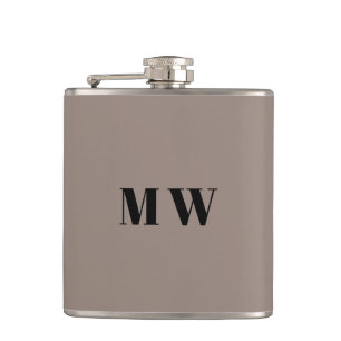 Customize Couple initials Wedding Favours beige Hip Flask
