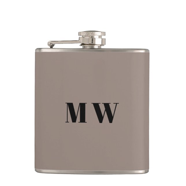 Customize Couple initials Wedding Favours beige Hip Flask (Front)