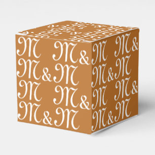 Customize couple's Initials monogram Brown bronze Favor Box