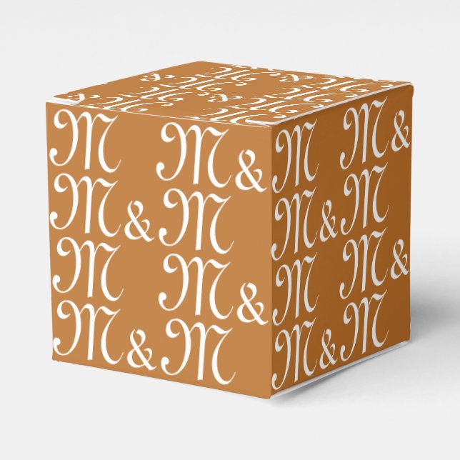 Customize couple's Initials monogram Brown bronze Favor Box (Front Side)