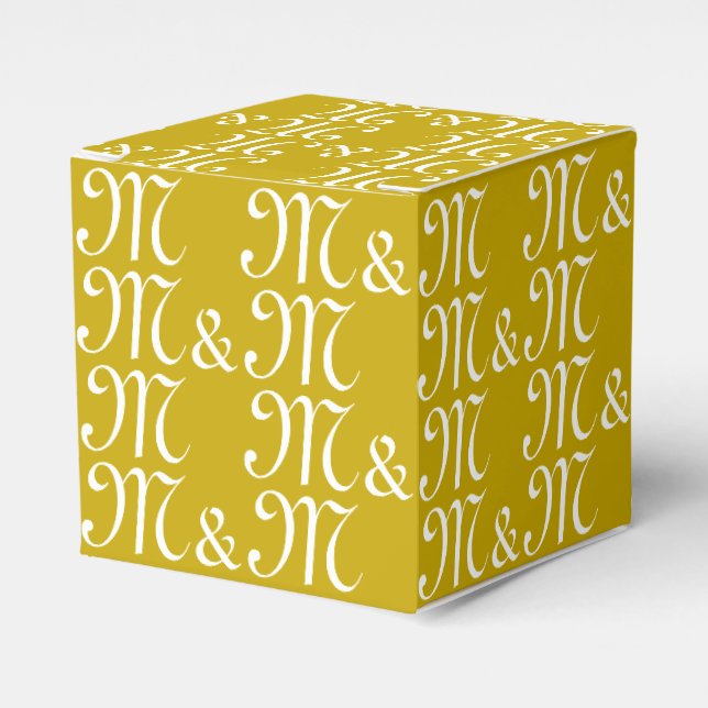 Customize couple's Initials monogram mustard gift Favor Box (Front Side)