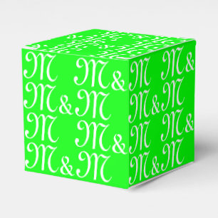 Customize couple's Initials monogram neon green Favor Box