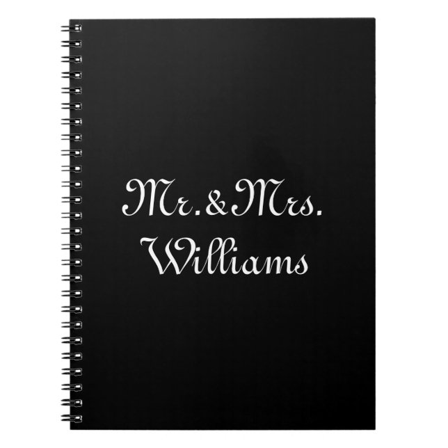 Customize Couple's last name, Mr. & Mrs. black Notebook (Front)