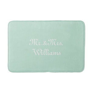 Customize Couple's last name, Mr. & Mrs. seafoam Bath Mat
