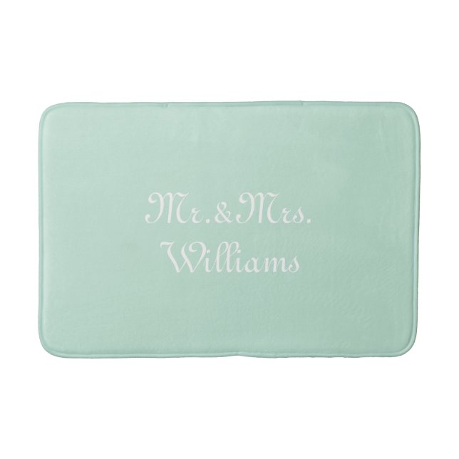 Customize Couple's last name, Mr. & Mrs. seafoam Bath Mat (Front)
