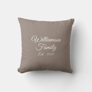 Customize Couple's last name, year, beige greige Throw Pillow