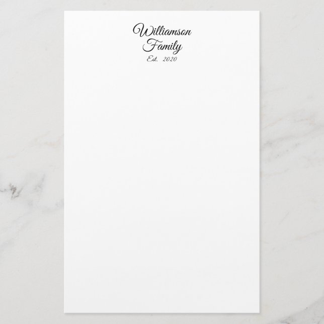Customize Couple's last name, year, business Stationery (Front)