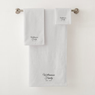 Customize Couple's last name, year light grey Bath Towel Set