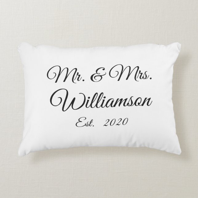 Customize Couple's last name, year, number Accent Pillow (Front)