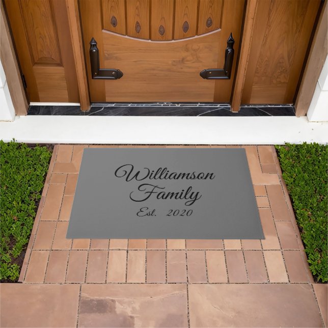 Customize Couple's last name, year, number Doormat (Outdoor)