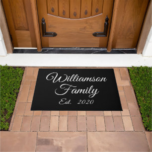 Customize Couple's last name, year, number Doormat