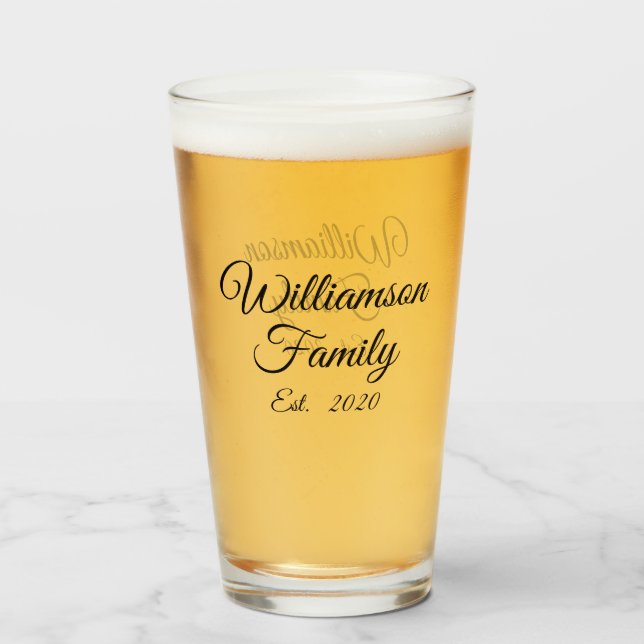 Customize Couple's last name, year, number glass (Front Filled)