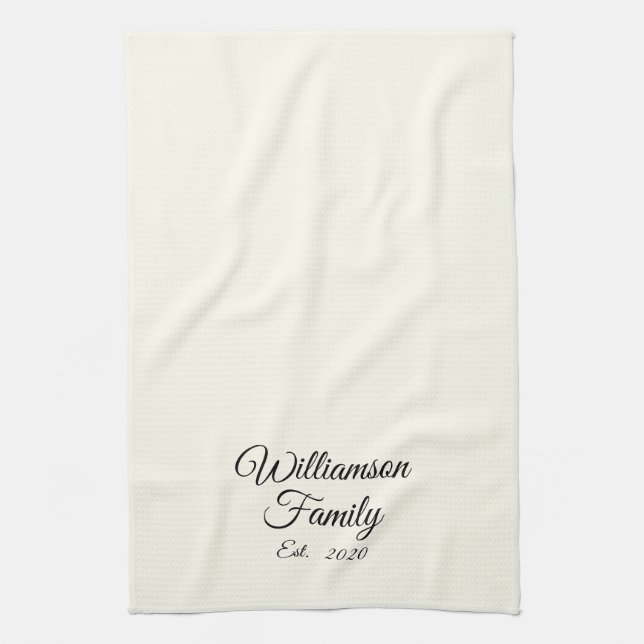 Customize Couple's last name, year, number Ivory Kitchen Towel (Vertical)