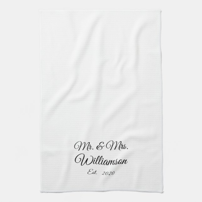 Customize Couple's last name, year, number Kitchen Towel (Vertical)