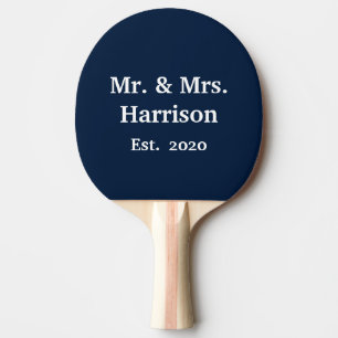 Customize Couple's last name, year, number navy Ping Pong Paddle