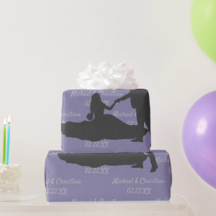 Customize Couple's Silhouette Name Date Wedding  Wrapping Paper