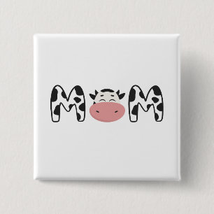 Customize: Cow Mom of The Birthday Girl Farm 2 Inch Square Button