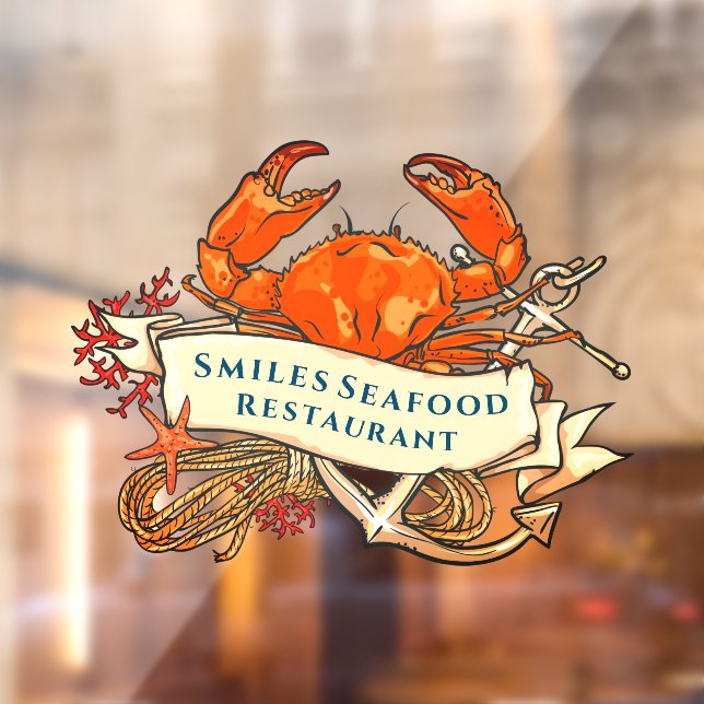 Customize Crab Seafood Anchor Restaurant Front Window Cling (Sheet 2)