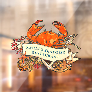 Customize Crab Seafood Anchor Restaurant Front Window Cling