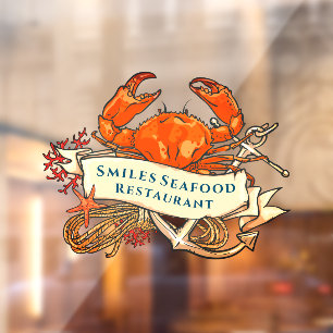 Customize Crab Seafood Anchor Restaurant Front Window Cling