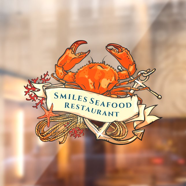 Customize Crab Seafood Anchor Restaurant Front Window Cling (Sheet 2)