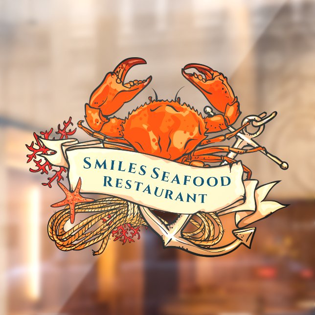 Customize Crab Seafood Anchor Restaurant Front  Window Cling (Sheet 2)