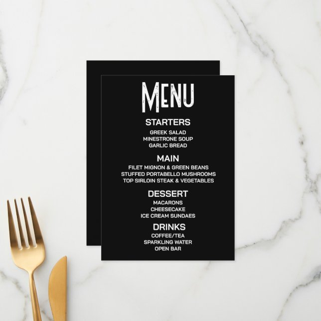 Customize - Create Your Own Black Custom Menu (Front/Back In Situ)