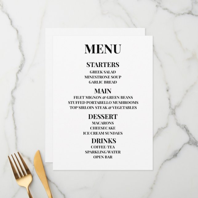 Customize - Create Your Own Custom Menu (Front/Back In Situ)