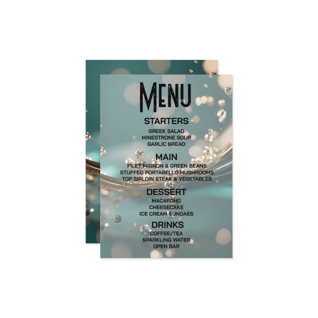 Customize - Create Your Own Green & Gold Liquid Menu (Front/Back In Situ)