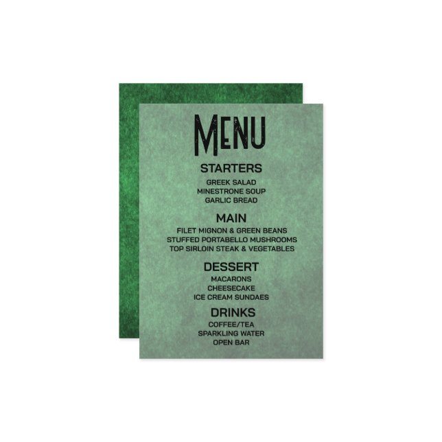 Customize - Create Your Own Green Grunge Texture Menu (Front/Back In Situ)