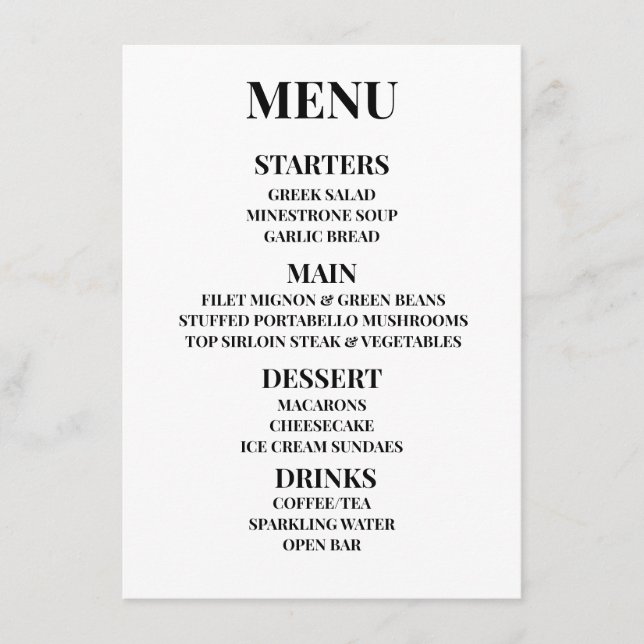 Customize - Create Your Own Menu (Front)