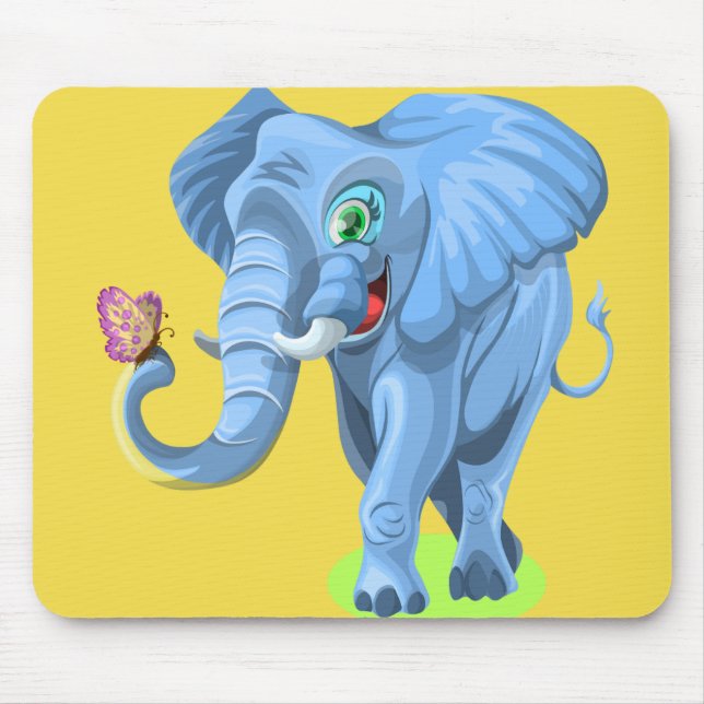Customize Cute Blue Elephant Mouse Pad (Front)