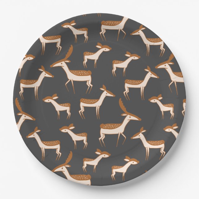 Customize Cute Deer Design Paper Plate (Front)