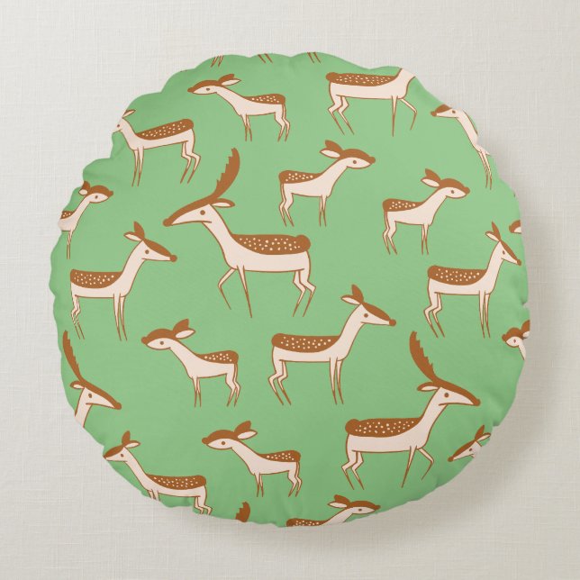 Customize Cute Deer Design Round Pillow (Front)