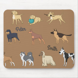 Customize Cute Doggy Design with Name Mouse Pad