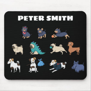 Customize Cute Doggy Design with Name Mouse Pad