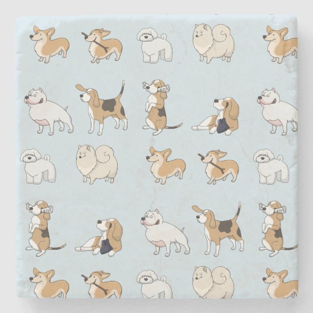 Customize Cute Dogs Stone Coaster (Front)