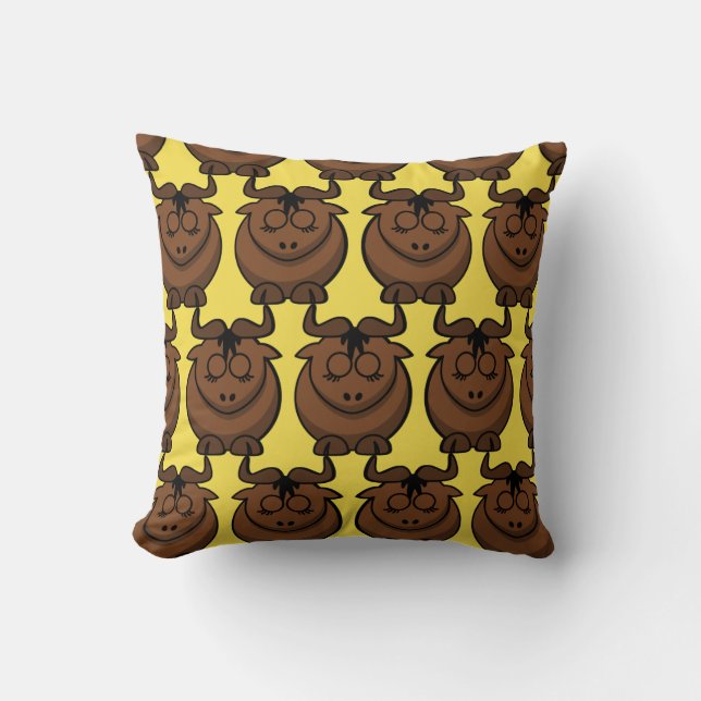 Customize Cute Gnu Throw Pillow (Front)