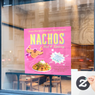 Customize Cute Mexican Restaurant Nachos Promo Window Cling