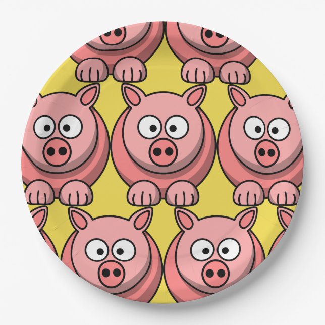 Customize Cute Pig Paper Plate (Front)