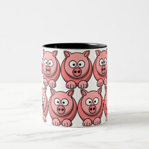Customize Cute Pig Two-Tone Coffee Mug